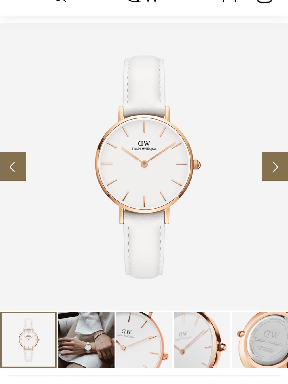 Daniel Wellington White Strap Watch with Rose Gold Accents